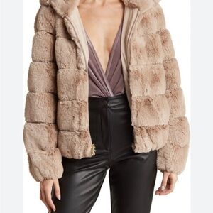 Women's Tan Faux Fur Jacket